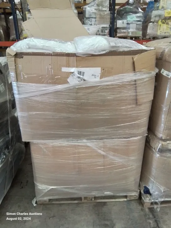 PALLET CONTAINING VARIOUS PILLOWS, DUVET AND BEDDING SOFT FURNISHINGS ETC.