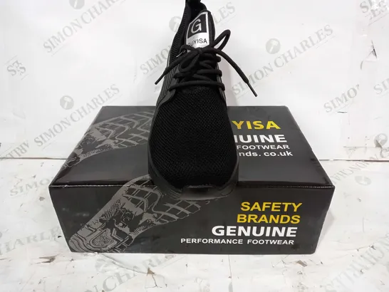 BOXED PAIR OF GUYISA SAFETY BOOTS IN BLACK UK SIZE 8