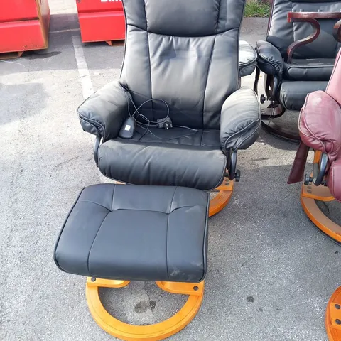 DESIGNER SANTIAGO BLACK SWIVEL CHAIR WITH FOOTSTOOL