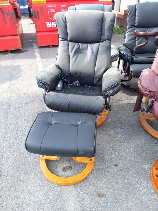 DESIGNER SANTIAGO BLACK SWIVEL CHAIR WITH FOOTSTOOL