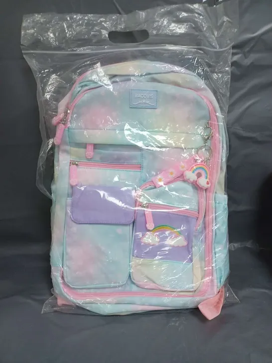 BACOVIS GIRLS MULTI-COLOURED BACKPACK WITH RAINBOW DESIGN