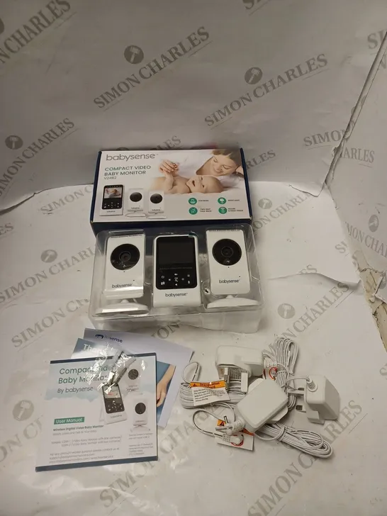 BOXED BABYSENSE COMPACT VIDEO BABY MONITOR - MODEL V24R-2 - WITH TWO CAMERAS, MONITOR, POWER SUPPLIES AND INSTRUCTIONS