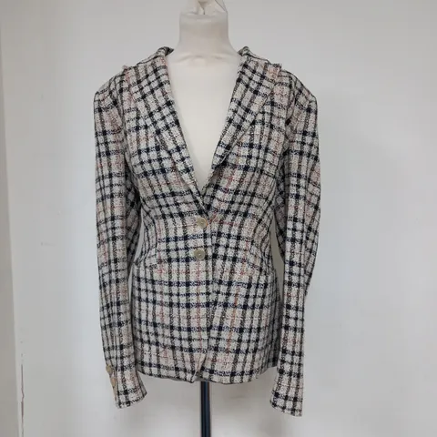 DAKS LONDON CHEQUERED WOMEN'S BLAZER WITH SILK LINING SIZE 16 