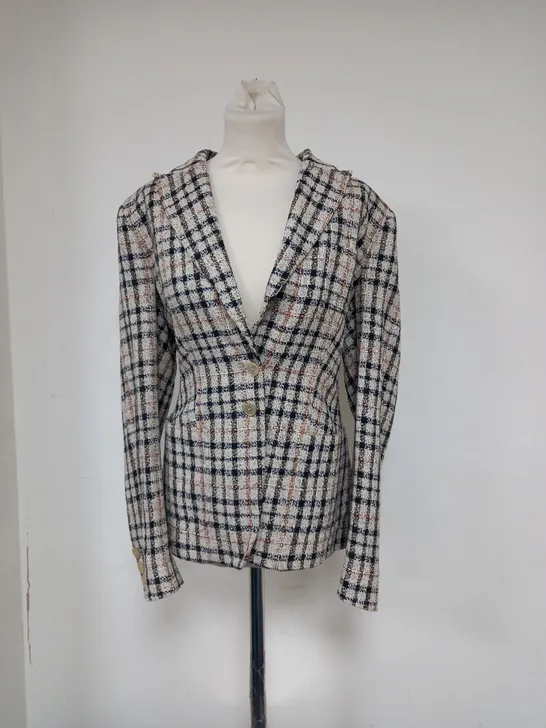 DAKS LONDON CHEQUERED WOMEN'S BLAZER WITH SILK LINING SIZE 16 