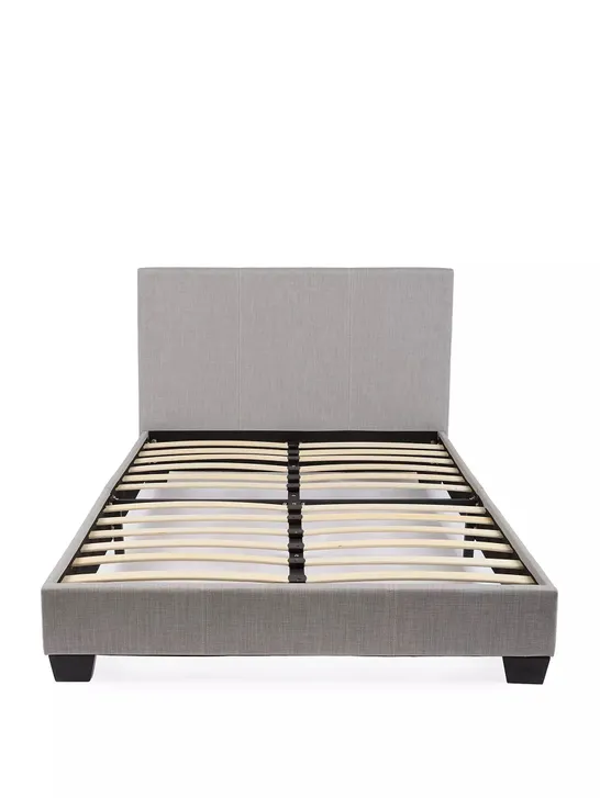 BOXED RILEY FABRIC SMALL DOUBLE BED FRAME IN LIGHT GREY - COLLECTION ONLY