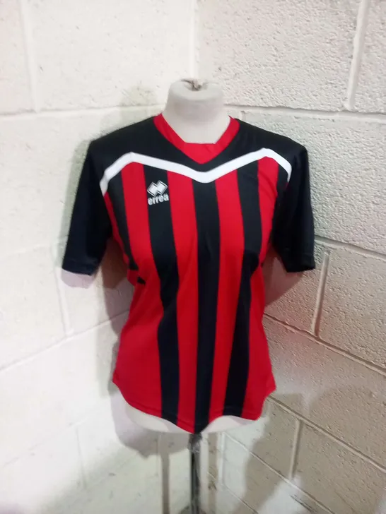 TEN BRAND NEW ERREA ALBEN MAGLIA ML JR NERO ROSSO BLACK AND RED STRIPED FOOTBALL SHIRTS LONG AND SHORT SLEEVED SIZE XXS