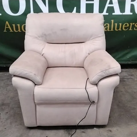 QUALITY BRITISH DESIGNER G PLAN MANUFACTURED SEATTLE ELECTRICAL RECLINER CHAIR - STINGRAY LINEN FABRIC