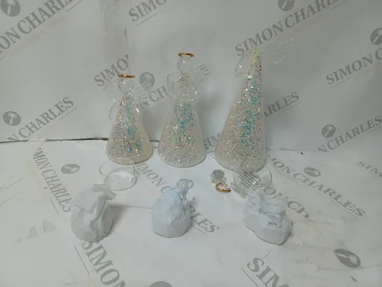 HOME REFLECTIONS SET OF 3 PRE-LIT GLASS ANGEL CANDLE HOLDERS