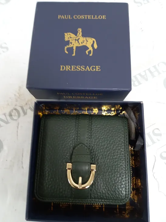 BOXED PAUL COSTELLOE DRESSAGE PURSE IN GREEN 