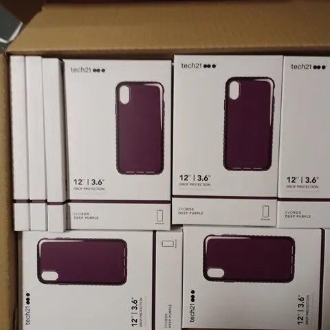 LOT OF APPROXIMATELY 90 BRAND NEW BOXED TECH 21 EVOROX CASE WITH 12FT DROP PROTECTION FOR IPHONE XR T21-6847 DEEP PURPLE