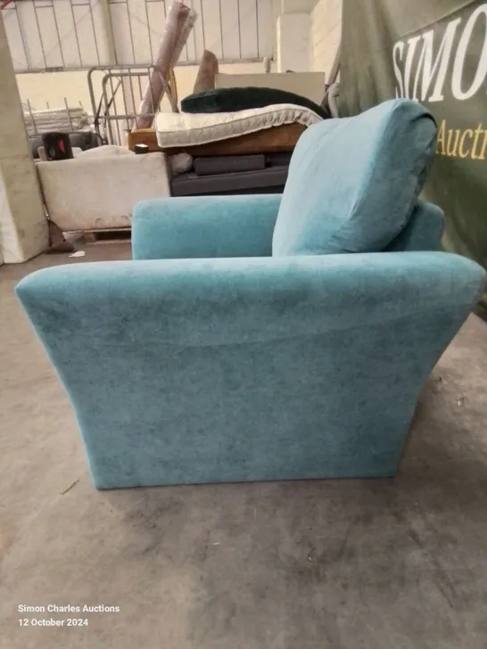 QUALITY DESIGNER FABRIC UPHOLSTERED DURY FIXED BACK CHAIR -TEAL-