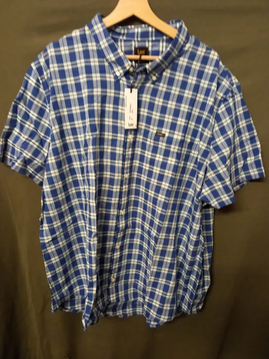 LEE BLUE CHECK SHORT SLEEVE SHIRT - 3XL