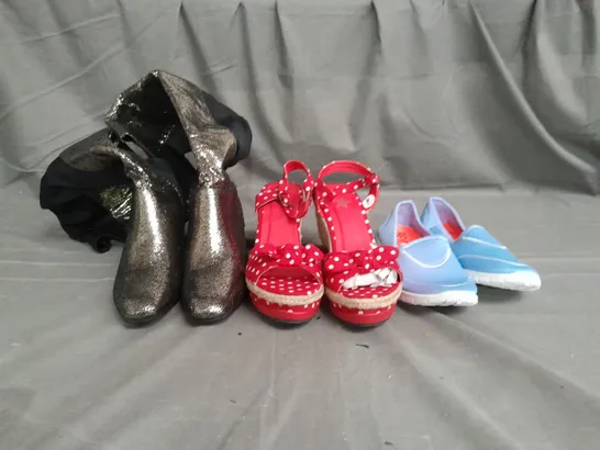 APPROXIMATELY 10 PAIRS OF ASSORTED WOMEN SHOES IN VARIOUS STYLES AND SIZES 