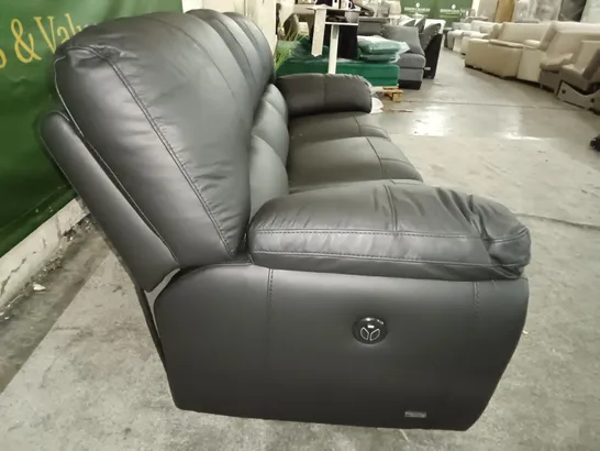 DESIGNER LEIGHTON BLACK FAUX LEATHER POWER RECLINING THREE SEATER SOFA 