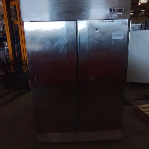 COMMERCIAL STAINLESS DOUBLE DOOR REFRIGERATED FOOD STORAGE UNIT 