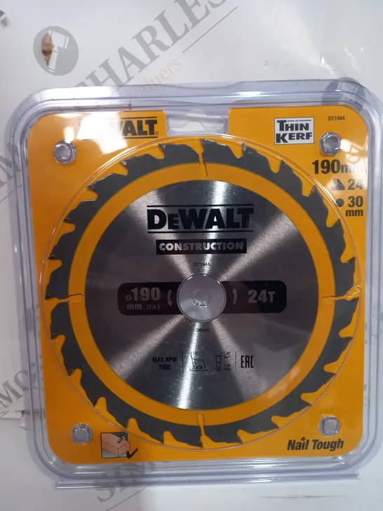 DEWALT - CONSTRUCTION CIRCULAR SAW BLADE 190 X 30MM X 24T