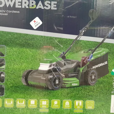 BOXED POWERBASE 34CM 40V CORDLESS LAWN MOWER - COLLECTION ONLY