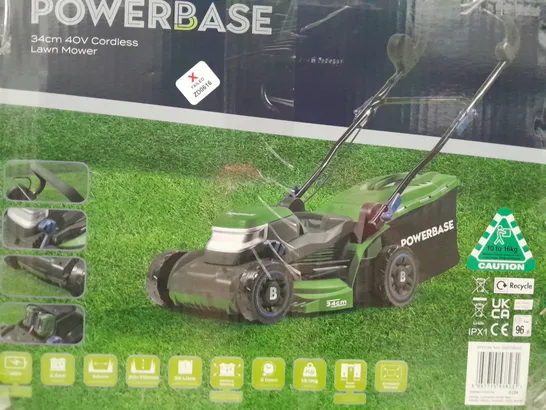 BOXED POWERBASE 34CM 40V CORDLESS LAWN MOWER - COLLECTION ONLY