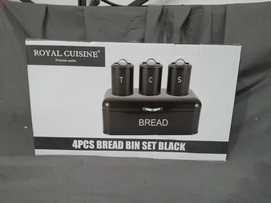 BOXED ROYAL CUISINE 4-PIECE BREAD BIN SET BLACK