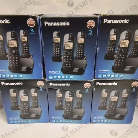 LOT OF 6 BOXED PANASONIC KX-TGC413 3-PACK DIGITAL CORDLESS PHONES