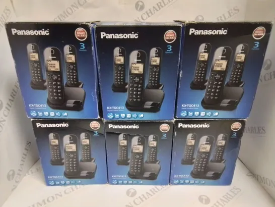 LOT OF 6 BOXED PANASONIC KX-TGC413 3-PACK DIGITAL CORDLESS PHONES