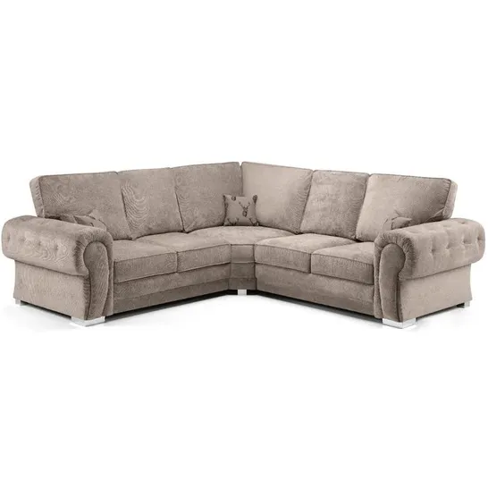 BOXED DESANTIAGO CORNER SOFA UPHOLSTERY COLOUR MINK (3 BOXES)