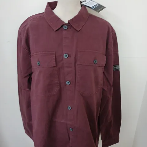 BARBOUR INTERNATIONAL BURGUNDY BUTTON SHIRT SIZE XL