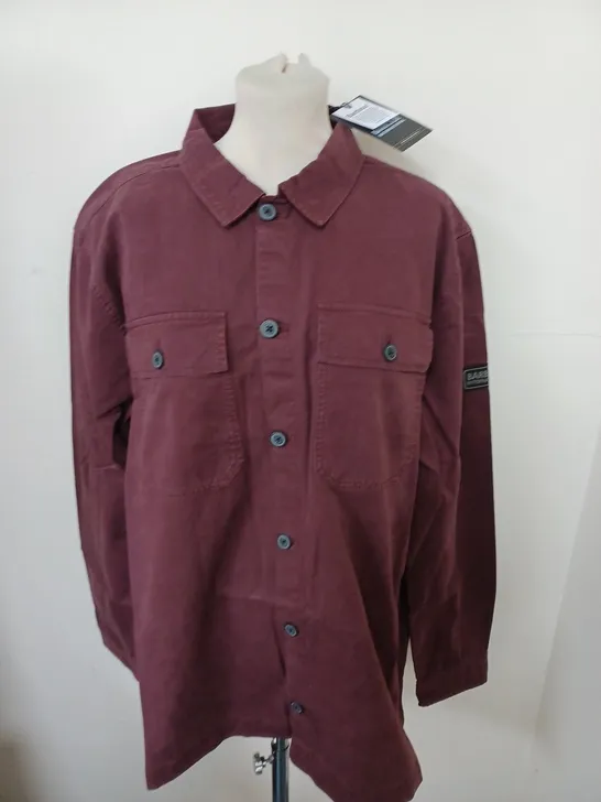 BARBOUR INTERNATIONAL BURGUNDY BUTTON SHIRT SIZE XL