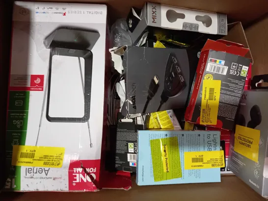 BOX OF APPROXIMATELY 15 ASSORTED ELECTRICAL ITEMS TO INCLUDE BLACKWEB WIRELESS MOUSE, MIXX STREAMBUDS COLOUR CHROMA 2, ASDA TECH WIRELESS MOUSE, ETC