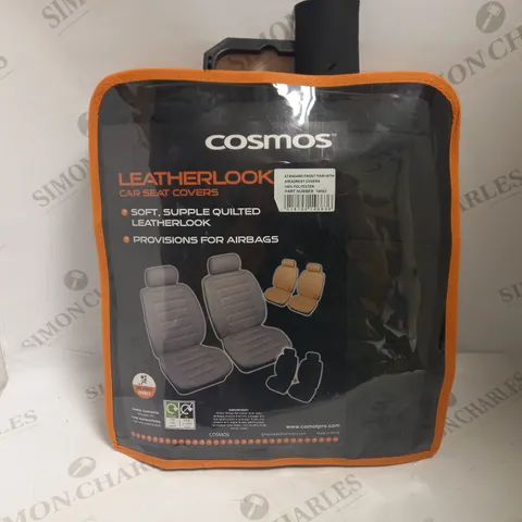 COSMOS LEATHERLOOK CAR SEAT COVERS - FRONT PAIR WITH HEAD RESTS