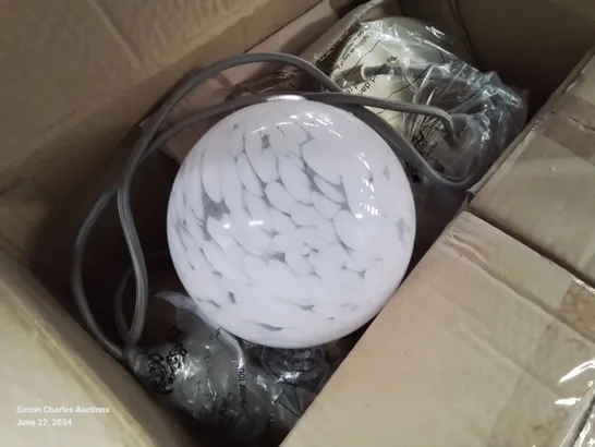 BOXED BRAND NEW FROSTED GLASS BALL 3- LIGHT BRASS LIGHT FITTINGS 