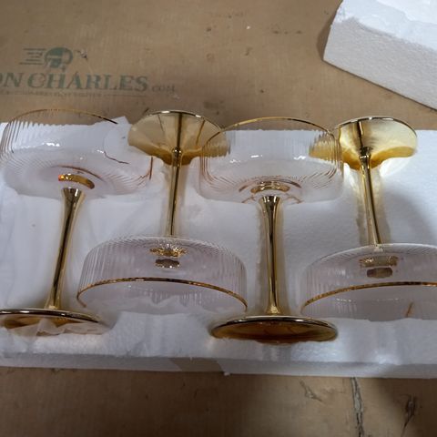 BUNDLEBERRY BY AMANDA HOLDEN SET OF 4 FLUTED COUPE CHAMPAGNE GLASSES