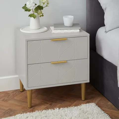 BOXED FLLOYD 2 DRAWER BEDSIDE TABLE GREY