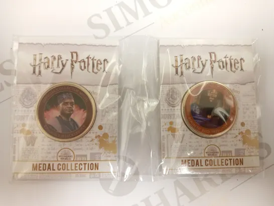 BOX OF APPROX 5 COLLECTABLE HARRY POTTER COINS INCLUDING GINNY WEASLEY, HARRY POTTER 50P AND COLIN CREEVEY