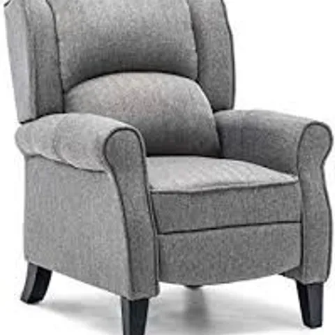 BOXED EATON CHARCOAL FABRIC PUSH BACK RECLINING EASY CHAIR (1 BOX)