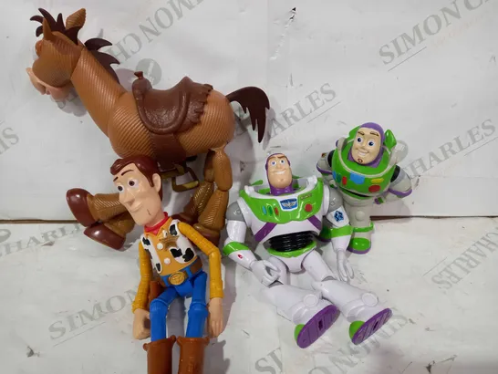 LOT OF 4 DISNEY PIXAR TOY STORY ITEMS/FIGURES TO INCLUDE WOODY, BUZZ, ETC