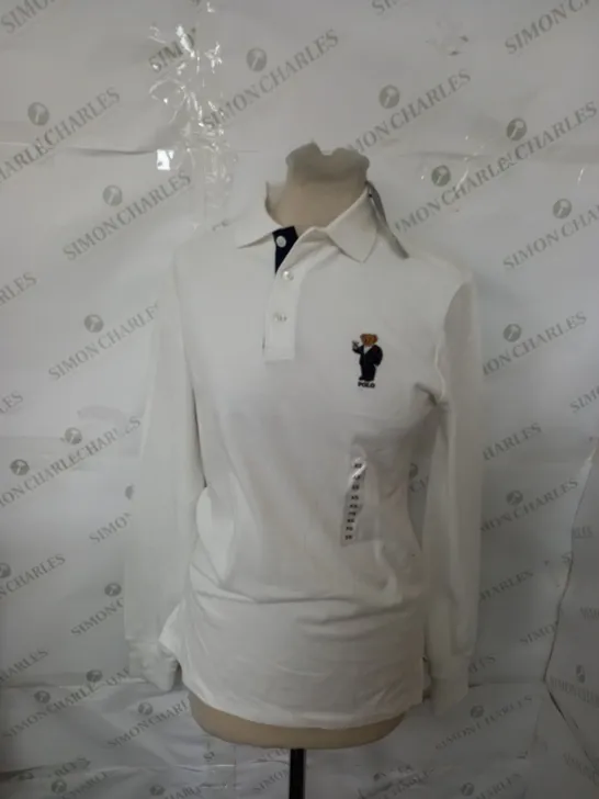 RALPH SLIM FIT POLO WHITE XS