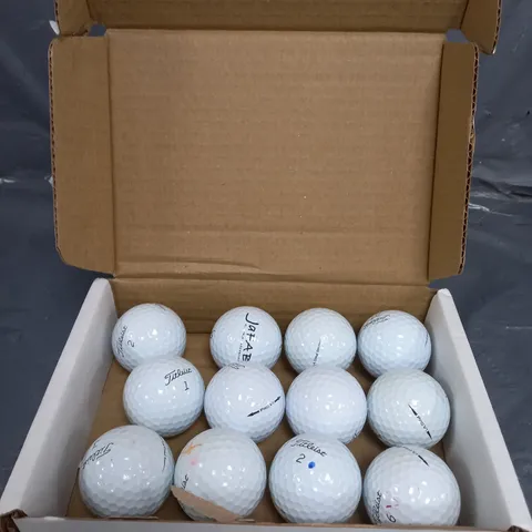 BOX OF APPROXIMATELY 12 ASSORTED GOLF BALLS 