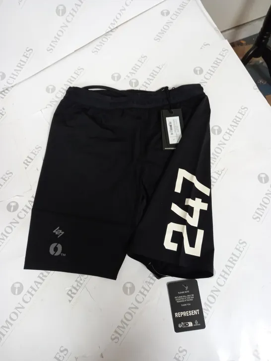 REPRESENT MARCHON 247 LEGGING SHORTS - BLACK - SMALL 