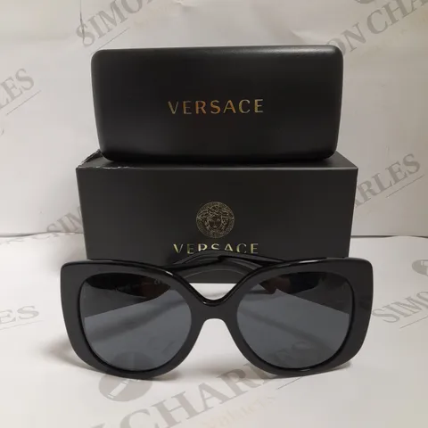 VERSACE OVERSIZED BLACK SUNGLASSES