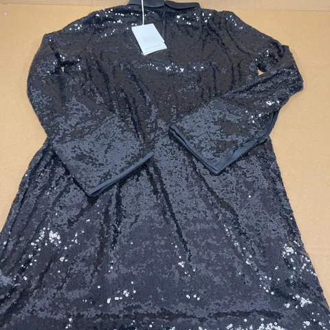 COS SEQUIN DETAILED FLARED TOP IN BLACK SIZE 42