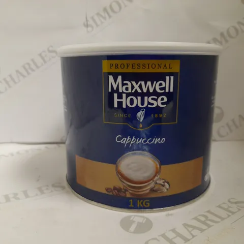 BOX OF APPROX 8 TINS OF MAXWELL HOUSE CAPPUCCINO - 8X1KG