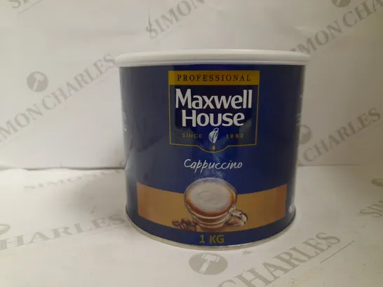 BOX OF APPROX 8 TINS OF MAXWELL HOUSE CAPPUCCINO - 8X1KG