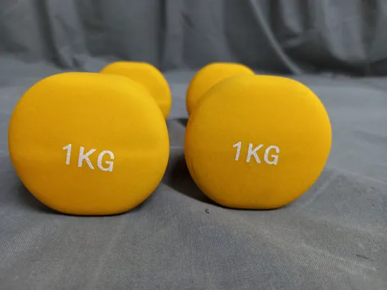 NEO SET OF 2 NEOPRENE DUMBBELLS 1KG EACH YELLOW