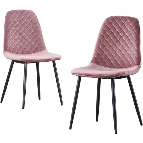 BOXED BRIENNA UPHOLSTERED PINK VELVET DINING CHAIRS (1 BOX)