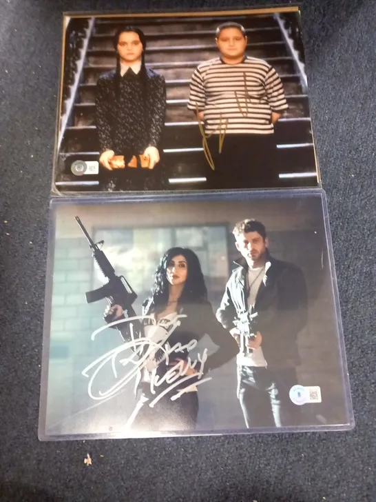 2 BECKETT AUTHENTICATED PICTURES TO INCLUDE; DANA DELORENZO SIGNED PHOTOGRAPH FROM ASH VS EVIL DEAD AND JIMMY WORKMAN SIGNED PHOTOGRAPH FROM THE ADAMS FAMILY