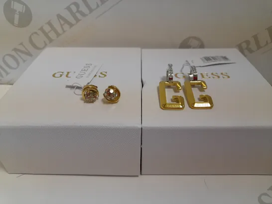 LOT OF 2 GUESS EARRINGS TO INCLUDE MOON PHASE STUDS & G-SHADES DROP RRP £78