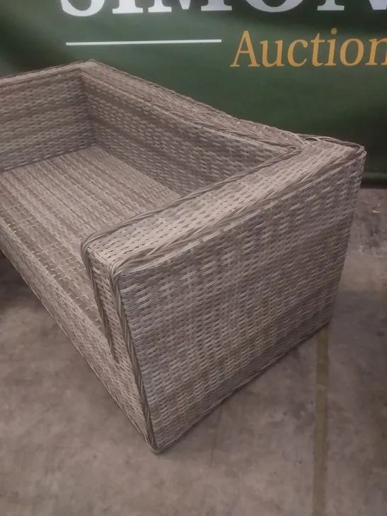 RATTAN EFFECT 2 SEATER GARDEN SOFA GREY