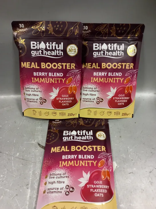 3 X SEALED BIOTIFUL GUT HEALTH MEAL BOOSTER GUT HEALTH POWDER - BERRY BLEND - 3 X 210G