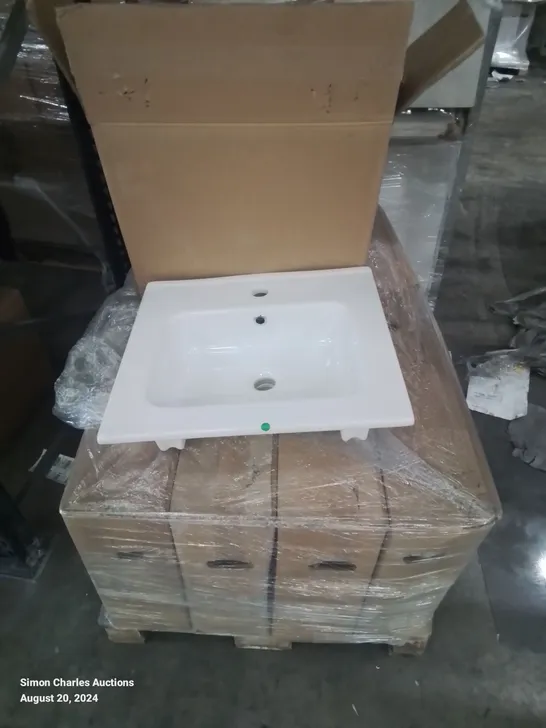 PALLET CONTAINING 10 BATHROOM PORCELAIN SINKS AS NEW